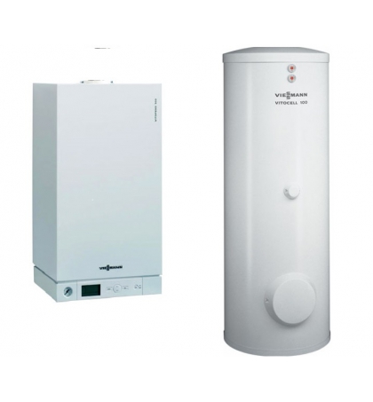 Конденсационный газовый котел Viessmann Vitodens-100 W тип B1HC 35 кВт с емкостным водонагревателем Vitocell 100-W тип CVA 200 л